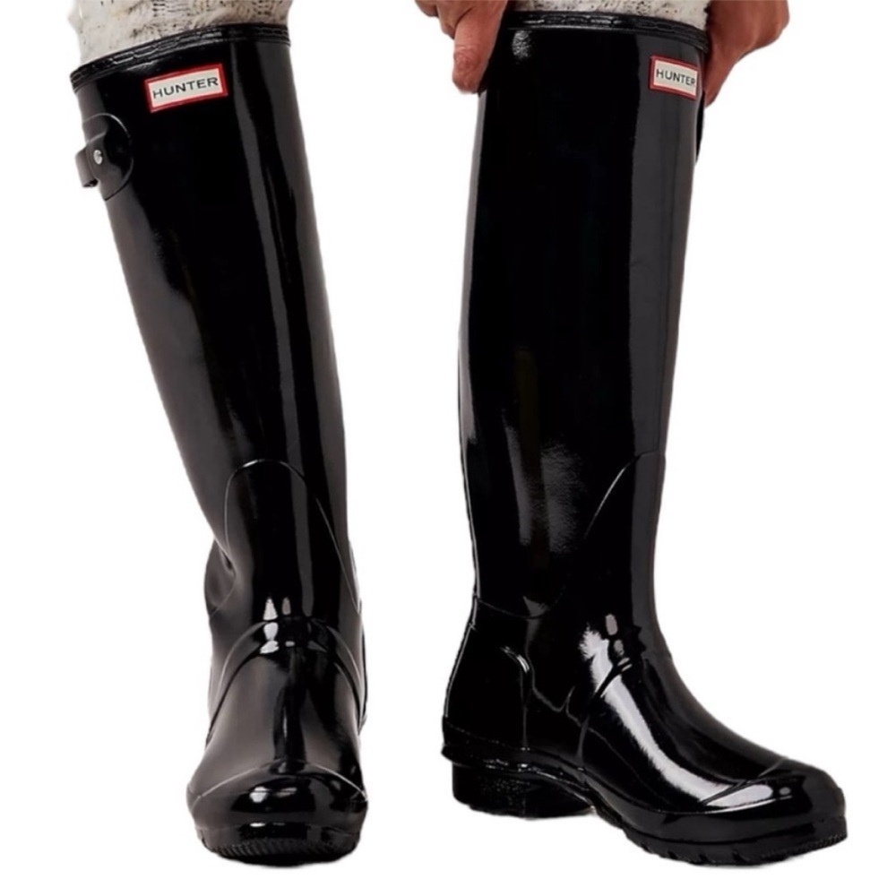 HUNTER Rain Boot Wellies - Black Gloss